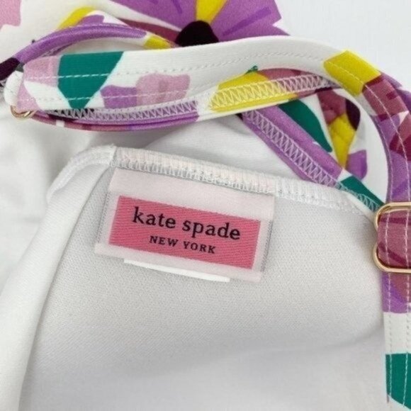 Kate Spade White Twist Front Wallflower Padded Adjustable Small One Piece Suit - Picture 5 of 7